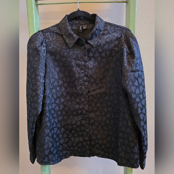Vero Moda Vigo Heart Pattern Blouse, Sz M - Picture 3 of 8